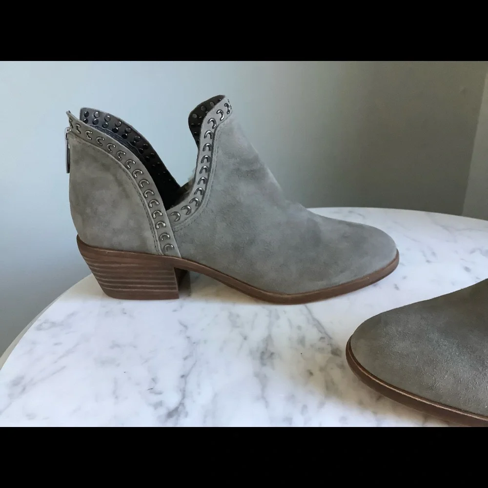Vince Camuto Gray Suede Prafinta Studded Ankle Booties - Picture 5 of 10